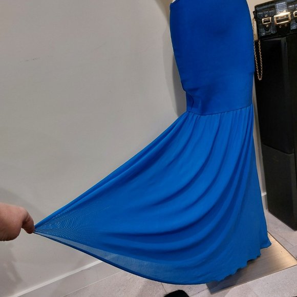 💥KILLER DRESS💥 Vintage Royal Blue Bandage Cut Out Mermaid Gown - Picture 10 of 15